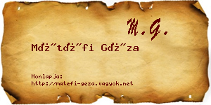 Mátéfi Géza névjegykártya